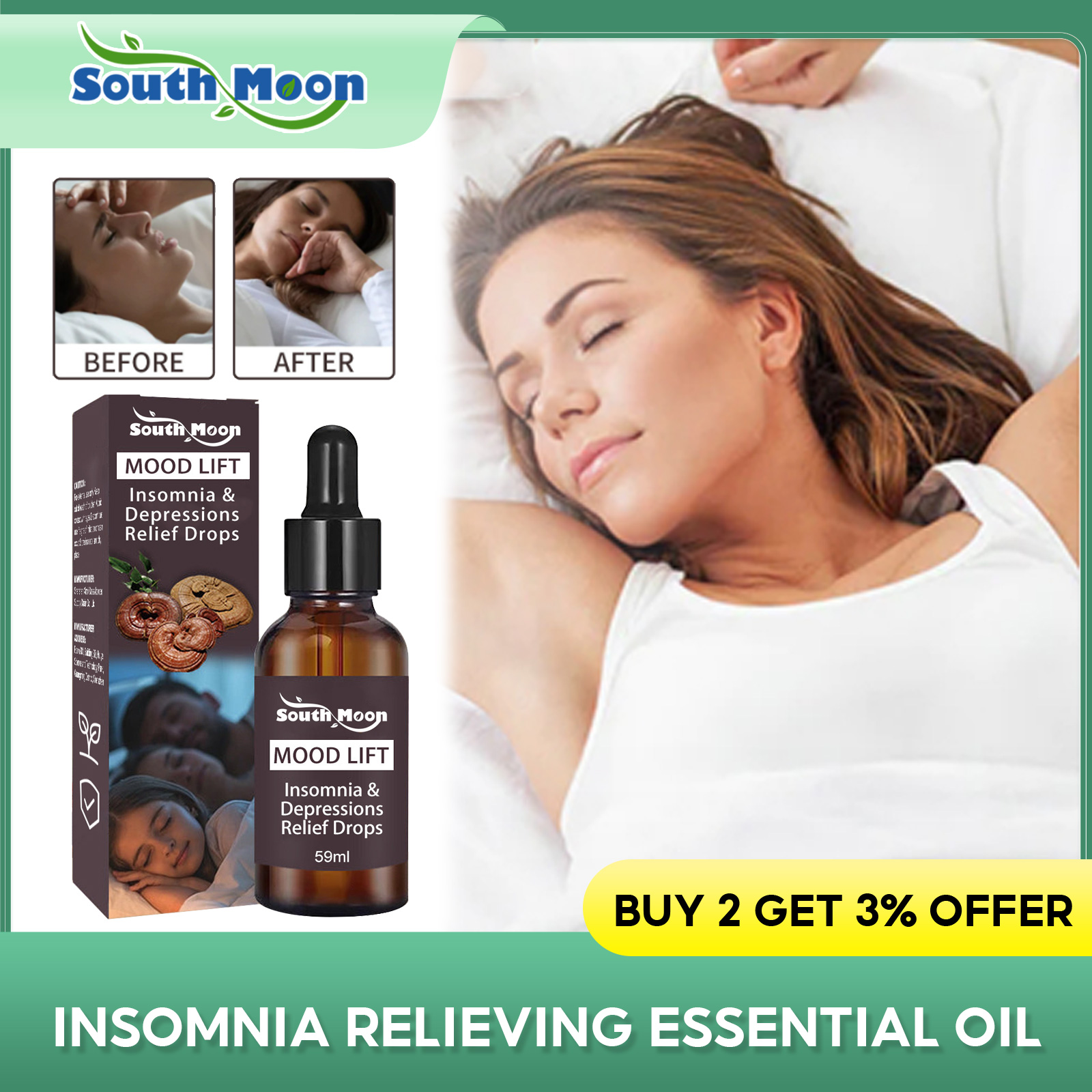 Lavender Pillow Spray - Tratamento de insônia, gotas para dormir