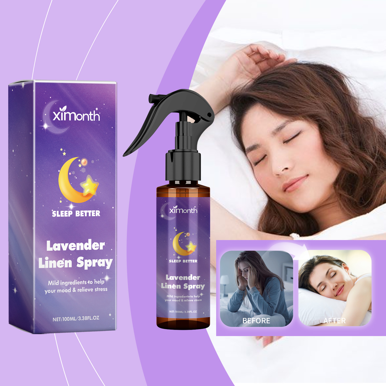 Lavender Pillow Spray - Spray de lavanda para dormir, ajuda