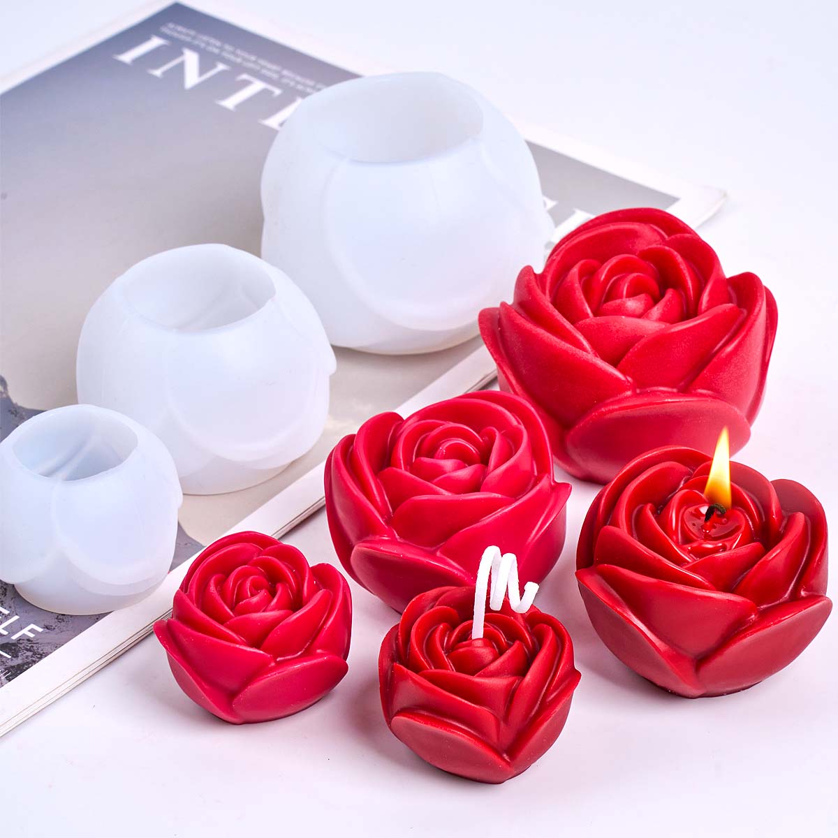 Home Fragrance Rose - Molde de vela de silicone em