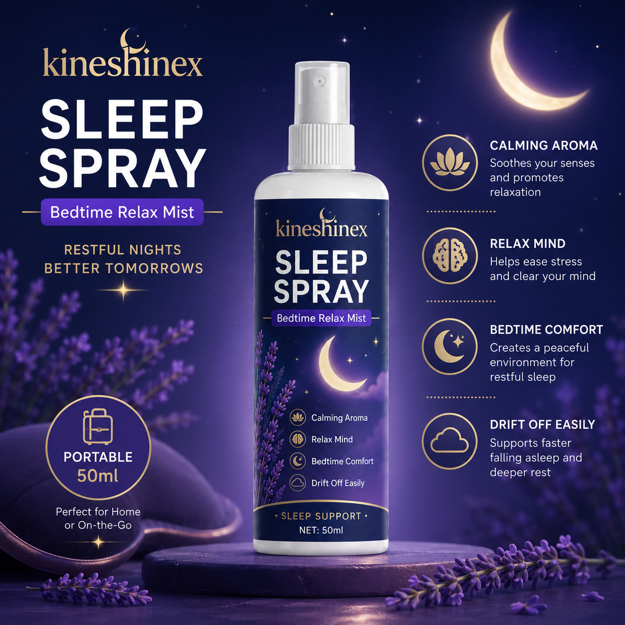 Lavender Pillow Spray - Spray para Dormir – Névoa Relaxante